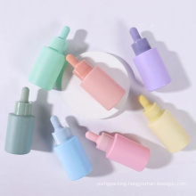 Cute Cosmetic 20ml 30ml Colorful Pink Blue Glass Empty Serum Bottles Dropper Essential Oil Bottle